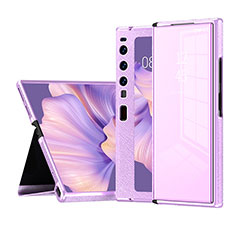 Leather Case Stands Flip Cover Holder ZL3 for Huawei Mate Xs 2 Purple