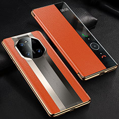 Leather Case Stands Flip Cover K01 Holder for Huawei Mate 40E 5G Orange