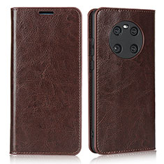 Leather Case Stands Flip Cover K02 Holder for Huawei Mate 40E 4G Brown