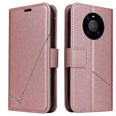 Leather Case Stands Flip Cover K06 Holder for Huawei Mate 40E Pro 4G Rose Gold