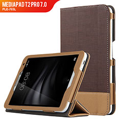 Leather Case Stands Flip Cover L01 for Huawei MediaPad T2 Pro 7.0 PLE-703L Brown