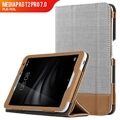 Leather Case Stands Flip Cover L01 for Huawei MediaPad T2 Pro 7.0 PLE-703L Gray