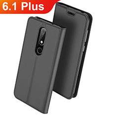 Leather Case Stands Flip Cover L01 for Nokia 6.1 Plus Black