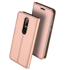 Leather Case Stands Flip Cover L01 for Nokia 6.1 Plus Rose Gold