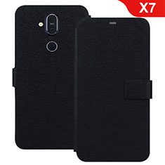 Leather Case Stands Flip Cover L01 for Nokia X7 Black