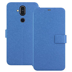 Leather Case Stands Flip Cover L01 for Nokia X7 Blue