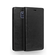 Leather Case Stands Flip Cover L01 for Samsung Galaxy A6 (2018) Black