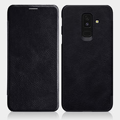 Leather Case Stands Flip Cover L01 for Samsung Galaxy A6 Plus (2018) Black