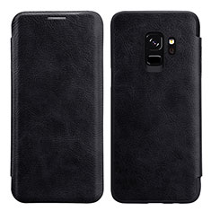 Leather Case Stands Flip Cover L01 for Samsung Galaxy S9 Black