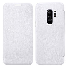 Leather Case Stands Flip Cover L01 for Samsung Galaxy S9 Plus White