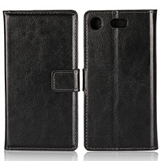 Leather Case Stands Flip Cover L01 for Sony Xperia XZ1 Compact Black