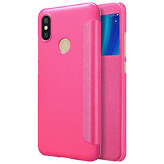 Leather Case Stands Flip Cover L01 for Xiaomi Mi 6X Hot Pink