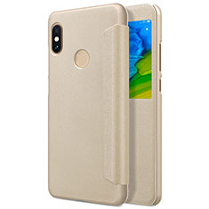 Leather Case Stands Flip Cover L01 for Xiaomi Redmi Note 5 Pro Gold