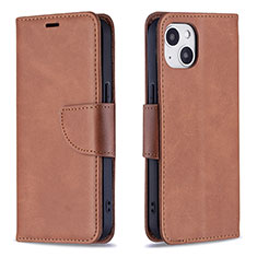 Leather Case Stands Flip Cover L01 Holder for Apple iPhone 13 Brown