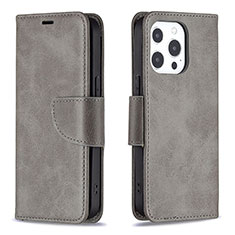 Leather Case Stands Flip Cover L01 Holder for Apple iPhone 13 Pro Dark Gray