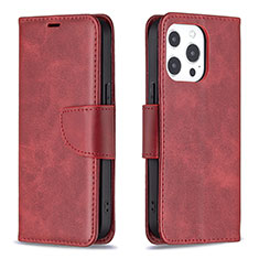 Leather Case Stands Flip Cover L01 Holder for Apple iPhone 13 Pro Max Red