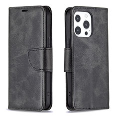 Leather Case Stands Flip Cover L01 Holder for Apple iPhone 14 Pro Black