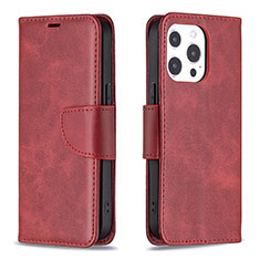 Leather Case Stands Flip Cover L01 Holder for Apple iPhone 14 Pro Max Red