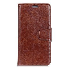 Leather Case Stands Flip Cover L01 Holder for Asus Zenfone 5 Lite ZC600KL Brown