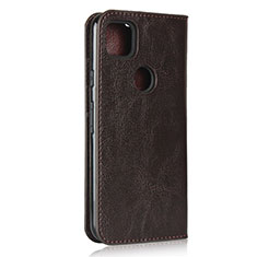 Leather Case Stands Flip Cover L01 Holder for Google Pixel 4a Brown