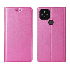 Leather Case Stands Flip Cover L01 Holder for Google Pixel 5 Pink
