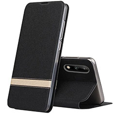 Leather Case Stands Flip Cover L01 Holder for Huawei Enjoy 10 Black