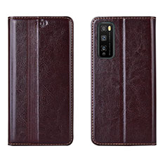 Leather Case Stands Flip Cover L01 Holder for Huawei Enjoy 20 Pro 5G Brown