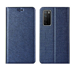 Leather Case Stands Flip Cover L01 Holder for Huawei Honor Play4 5G Blue