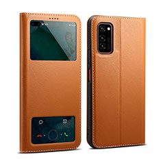 Leather Case Stands Flip Cover L01 Holder for Huawei Honor V30 5G Orange