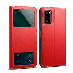 Leather Case Stands Flip Cover L01 Holder for Huawei Honor View 30 Pro 5G Red