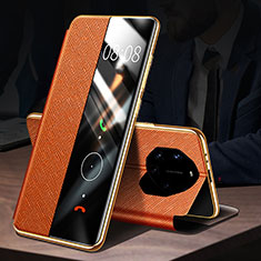 Leather Case Stands Flip Cover L01 Holder for Huawei Mate 40 RS Orange