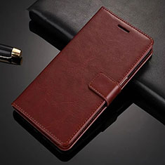 Leather Case Stands Flip Cover L01 Holder for Huawei Nova 5z Brown