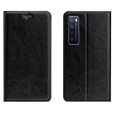 Leather Case Stands Flip Cover L01 Holder for Huawei Nova 7 5G Black