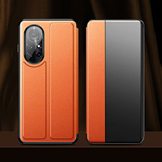 Leather Case Stands Flip Cover L01 Holder for Huawei Nova 8 Pro 5G Orange