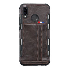 Leather Case Stands Flip Cover L01 Holder for Huawei P20 Lite Brown