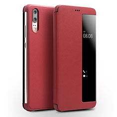 Leather Case Stands Flip Cover L01 Holder for Huawei P20 Red