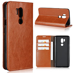 Leather Case Stands Flip Cover L01 Holder for LG G7 Orange
