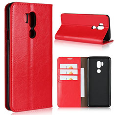 Leather Case Stands Flip Cover L01 Holder for LG G7 Red