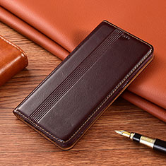 Leather Case Stands Flip Cover L01 Holder for LG K22 Brown