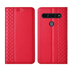 Leather Case Stands Flip Cover L01 Holder for LG K51S Red
