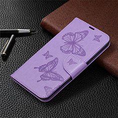 Leather Case Stands Flip Cover L01 Holder for LG K61 Purple