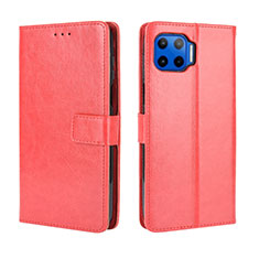 Leather Case Stands Flip Cover L01 Holder for Motorola Moto G 5G Plus Red