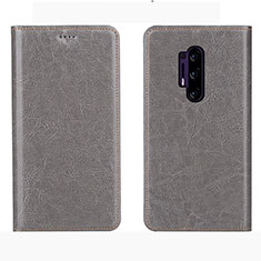 Leather Case Stands Flip Cover L01 Holder for OnePlus 8 Pro Gray