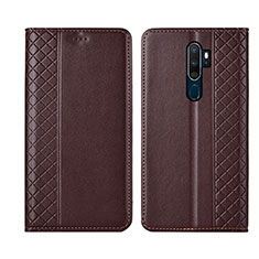 Leather Case Stands Flip Cover L01 Holder for Oppo A11X Brown