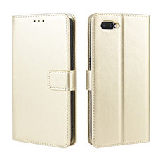 Leather Case Stands Flip Cover L01 Holder for Oppo A12e Gold