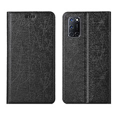 Leather Case Stands Flip Cover L01 Holder for Oppo A52 Black