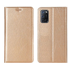 Leather Case Stands Flip Cover L01 Holder for Oppo A72 Gold