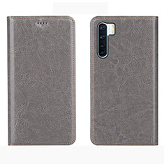 Leather Case Stands Flip Cover L01 Holder for Oppo A91 Gray