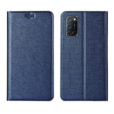 Leather Case Stands Flip Cover L01 Holder for Oppo A92 Blue