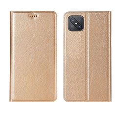 Leather Case Stands Flip Cover L01 Holder for Oppo A92s 5G Gold